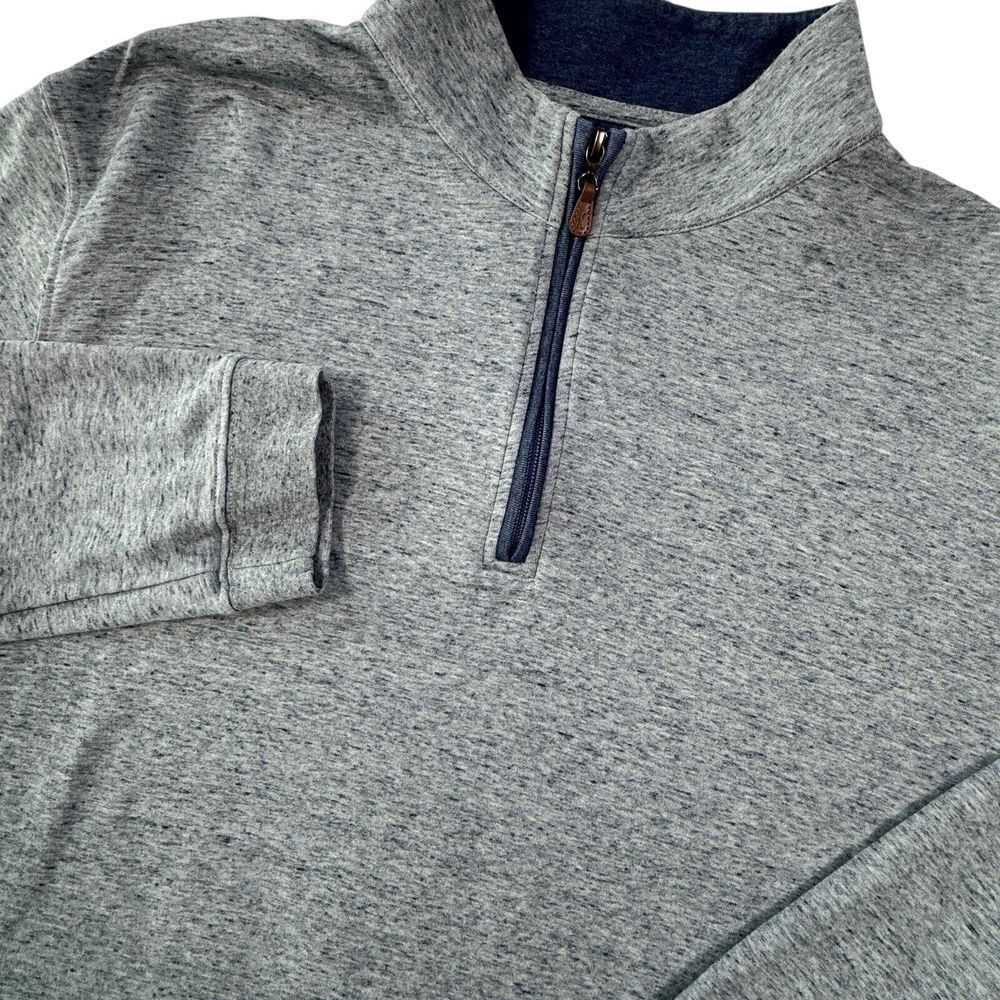 johnnie-0 1/4 Zip Pullover Sweater Men's 2XL Shadow Blue Heather Sully Stretch